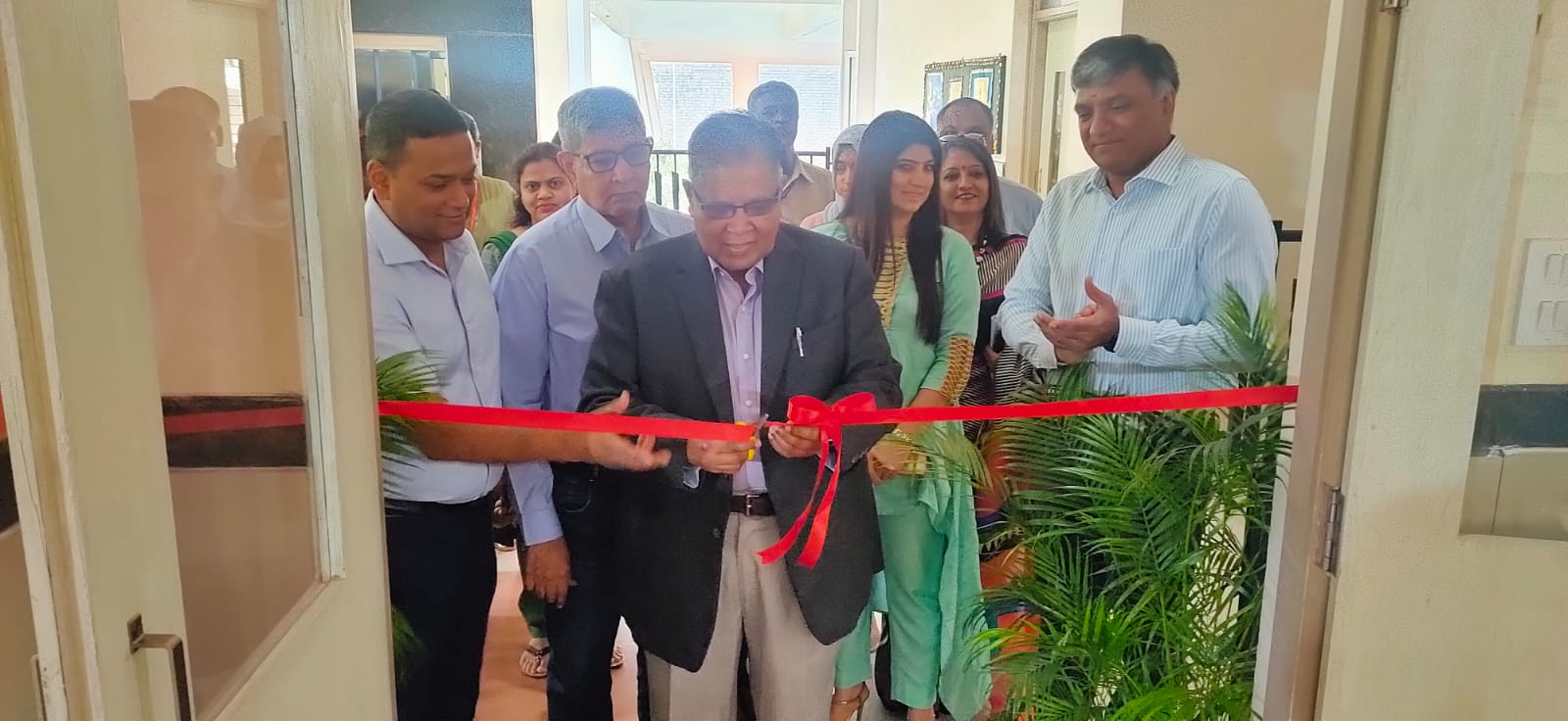 Ribbon-cutting ceremony at an educational facility inauguration